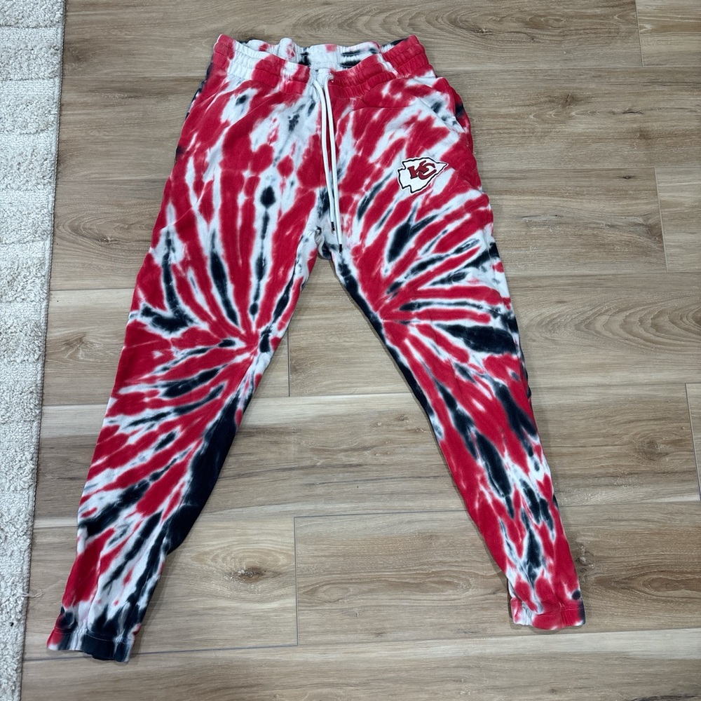 NFL Kansas City Chiefs Red and Black Tie-Dye Joggers